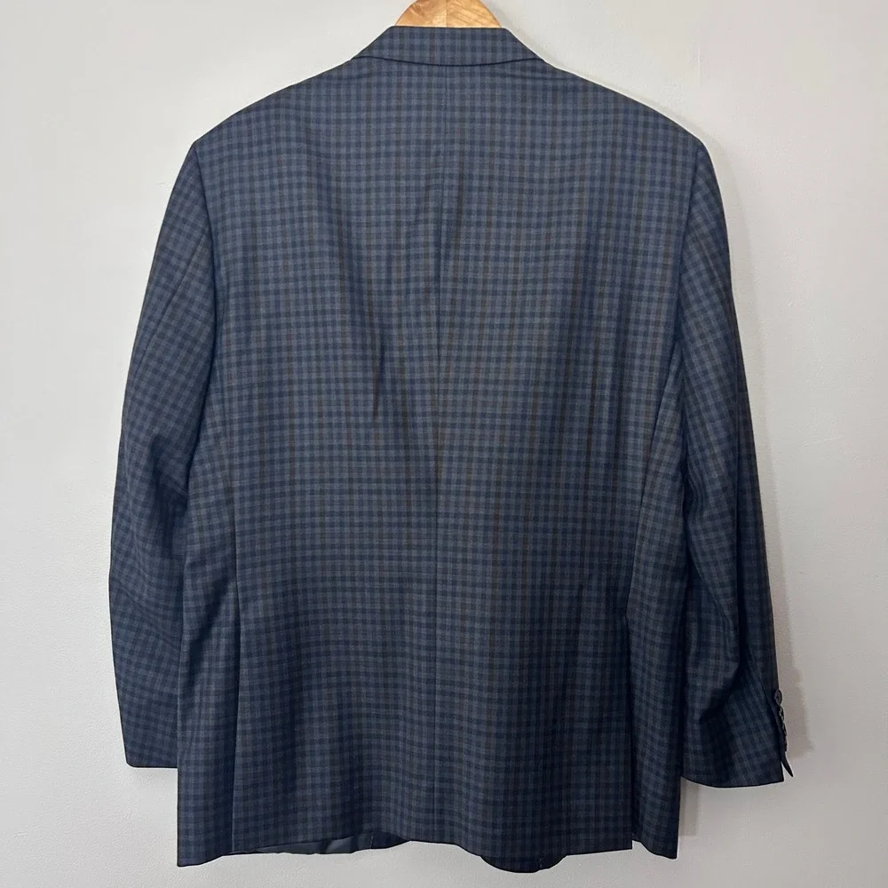 Peter Millar Flynn Sport Coat Men 44R Blue Brown Check 100% Wool Blazer Jacket